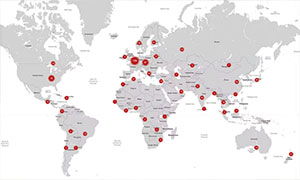 世界約65カ国の拠点